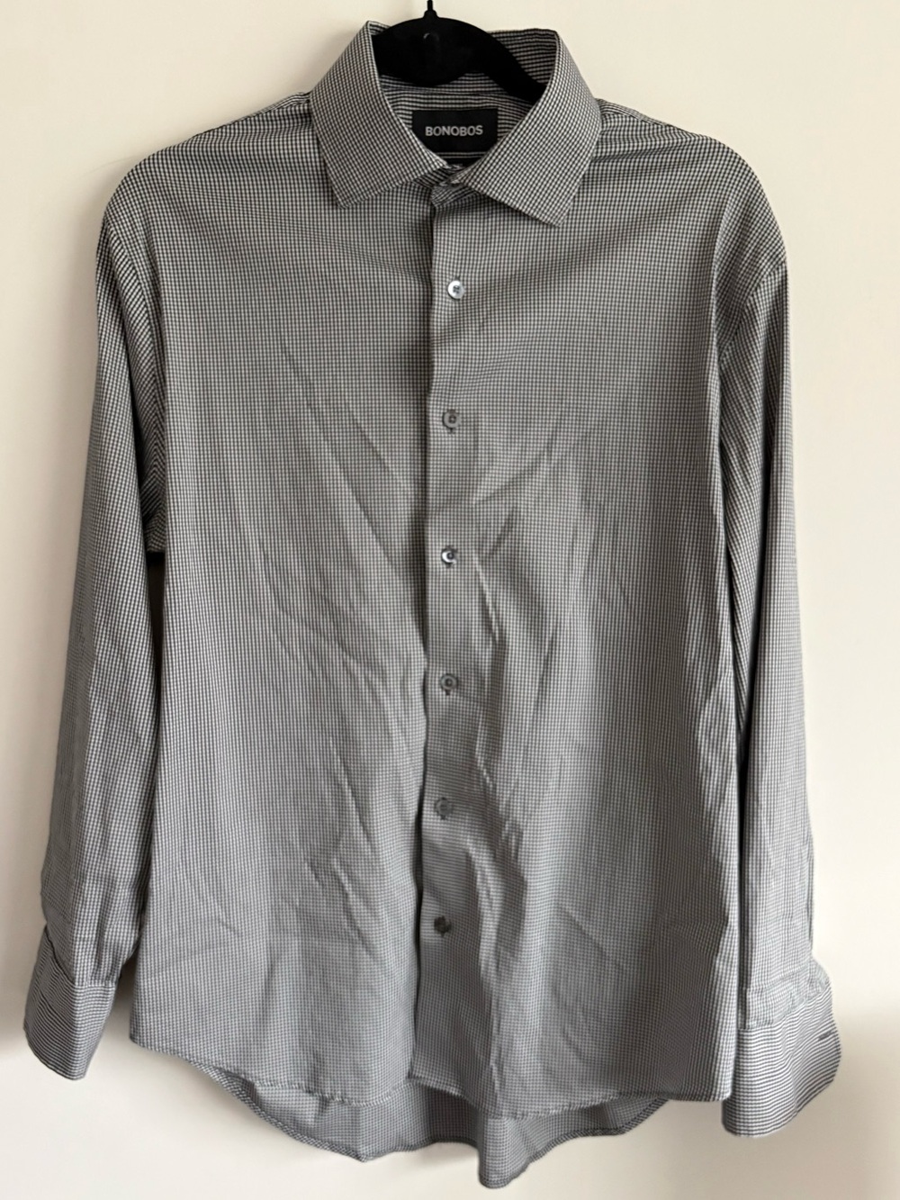 Bonobos Men's Gray Micro-Check Dress Shirt - Light Gray/Charcoal